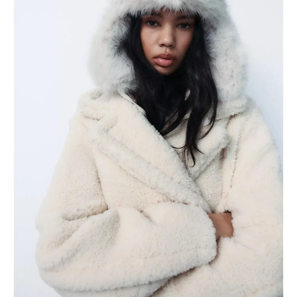 ZARA Long Fleece Coat - Picture 1 of 10